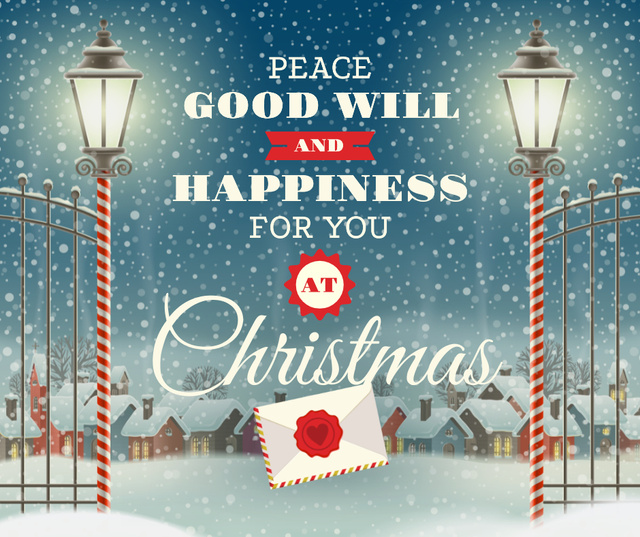 Template di design Merry Christmas letter in winter Facebook