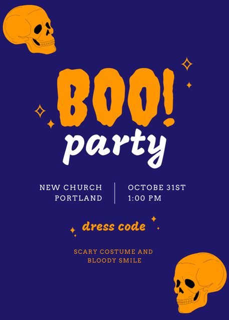 Halloween Party Announcement with Orange Skulls Invitation – шаблон для дизайна