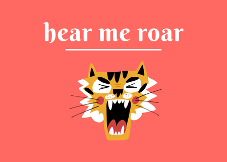 Hauska lause Tigerin ja Roarin kanssa Postcard 5x7in Design Template