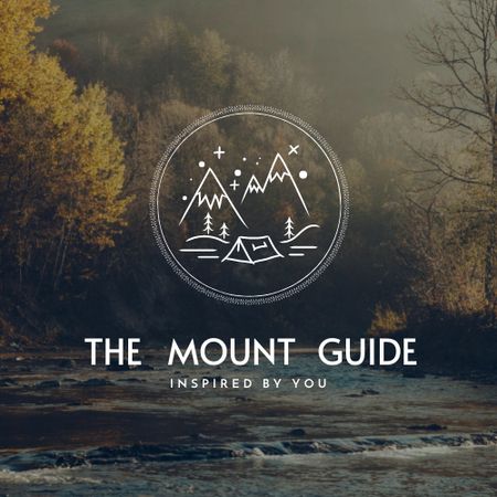 Ontwerpsjabloon van Logo van Beautiful Mountain Forest Landscape