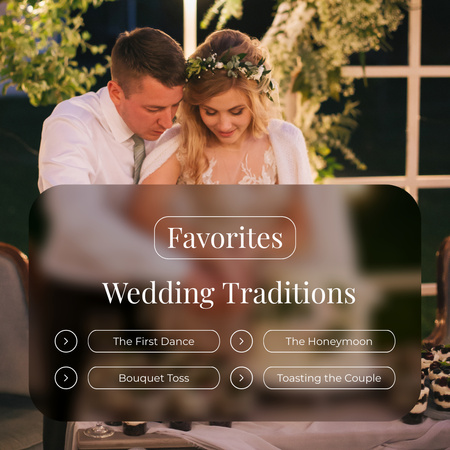 Plantilla de diseño de Tradiciones de boda favoritas con recién casados Instagram 