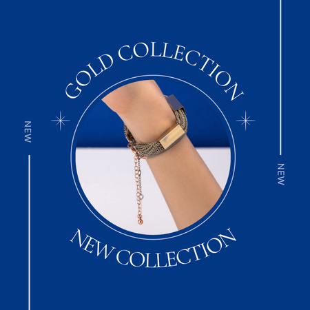 Golden Jewelry Collection Ad Instagram Design Template