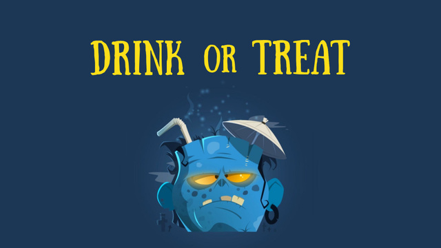 Designvorlage Halloween Drink in Frankenstein Head für Full HD video