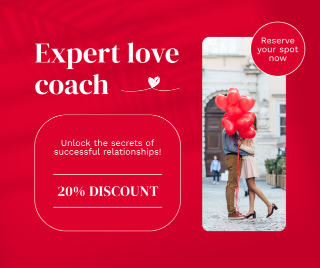 Designvorlage Discount on Expert Love Coach Services für Facebook