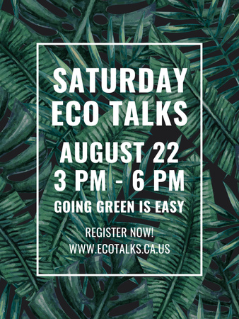 Szablon projektu Ecological Event Announcement Green Leaves Texture Poster US