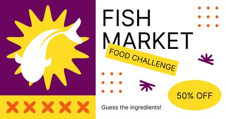 Template di design Promo del mercato con silhouette di pesce Facebook AD