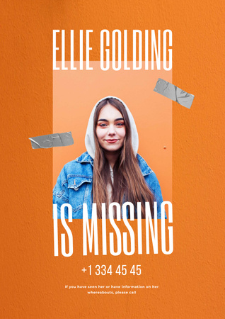 Platilla de diseño Announcement of Missing Young Girl Poster