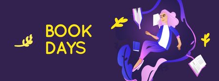 Plantilla de diseño de Book Days Announcement with Girl reading Facebook cover 