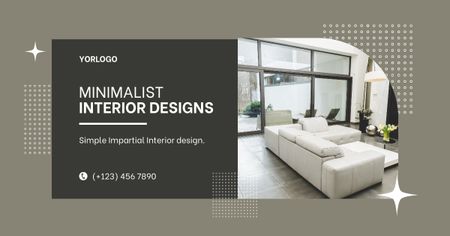 Minimalist Simple Interior Design on Grey Facebook AD Design Template