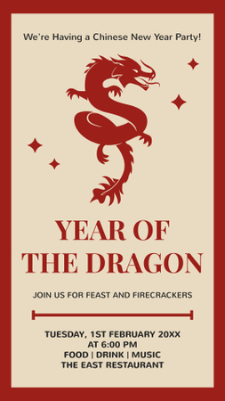 Designvorlage Chinesische Neujahrsparty-Einladung mit Drachen für Instagram Story