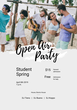 Open Air Party with People on Beach Poster 28x40in Design Template