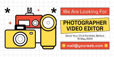 Photographer And Video Editor Roles Open for Applications Twitter Design Template