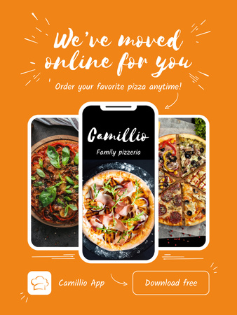 Online Pizza App Offer Poster 36x48in tervezősablon