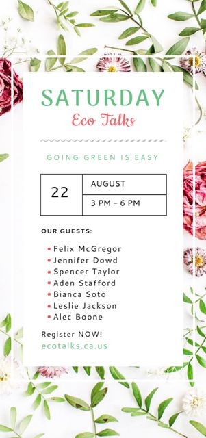 Template di design Ecological Event Announcement with Flowers Pattern Flyer DIN Large