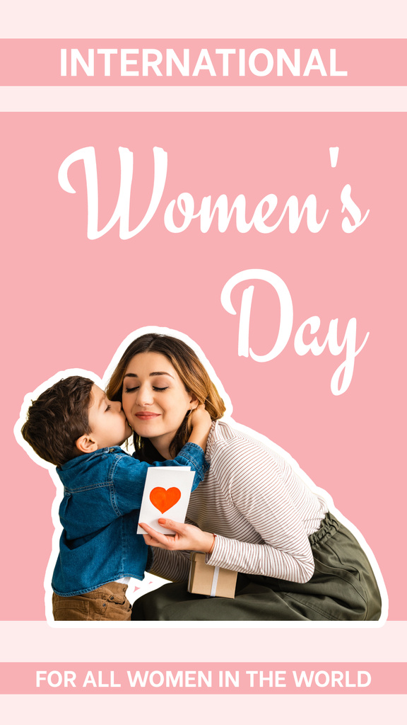 Child greeting his Mother on Women's Day Instagram Story Design Template