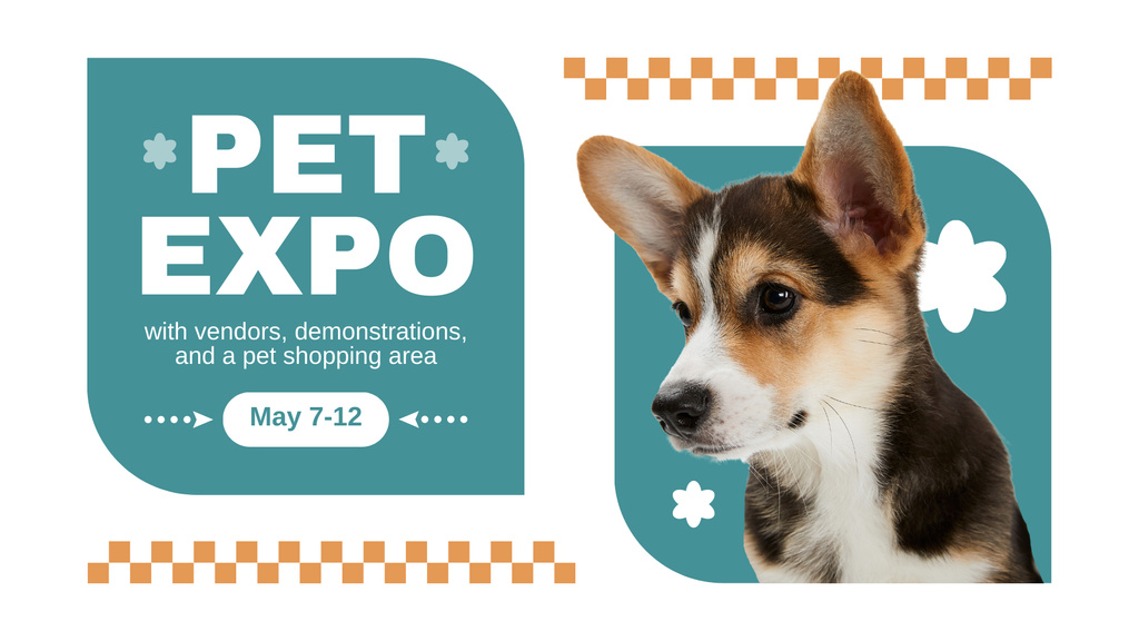 Pet Show Announcement with Cute Corgi Puppy FB event cover – шаблон для дизайна