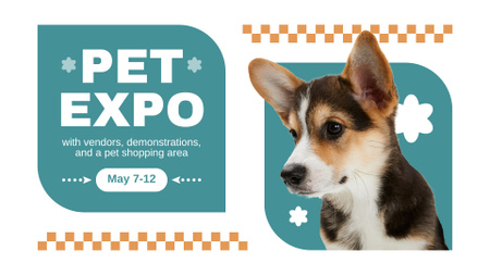 Pet Show Announcement with Cute Corgi Puppy FB event cover Design Template