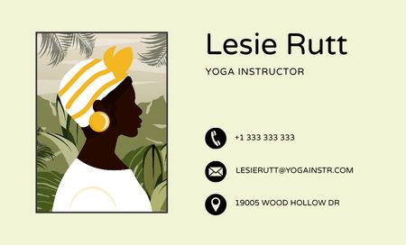 Yoga Instructor Contact Details Business Card 91x55mm Design Template