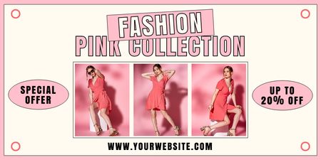 Special Offer of Pink Fashion Collection Twitter Design Template