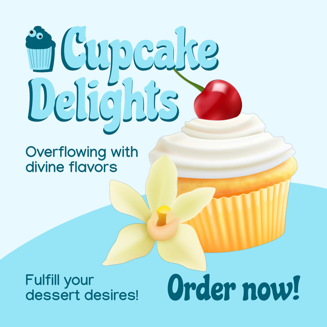 Yummy Cupcakes Order Offer With Slogan Animated Post tervezősablon