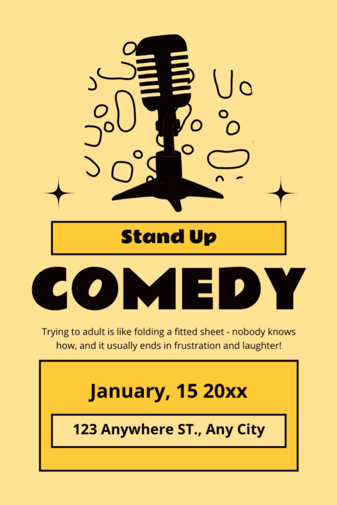 Standup Show Announcement with Microphone Silhouette Tumblr Design Template