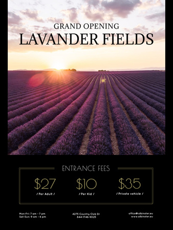 Designvorlage Sonnenuntergang in Lavendelfeldern für Poster US