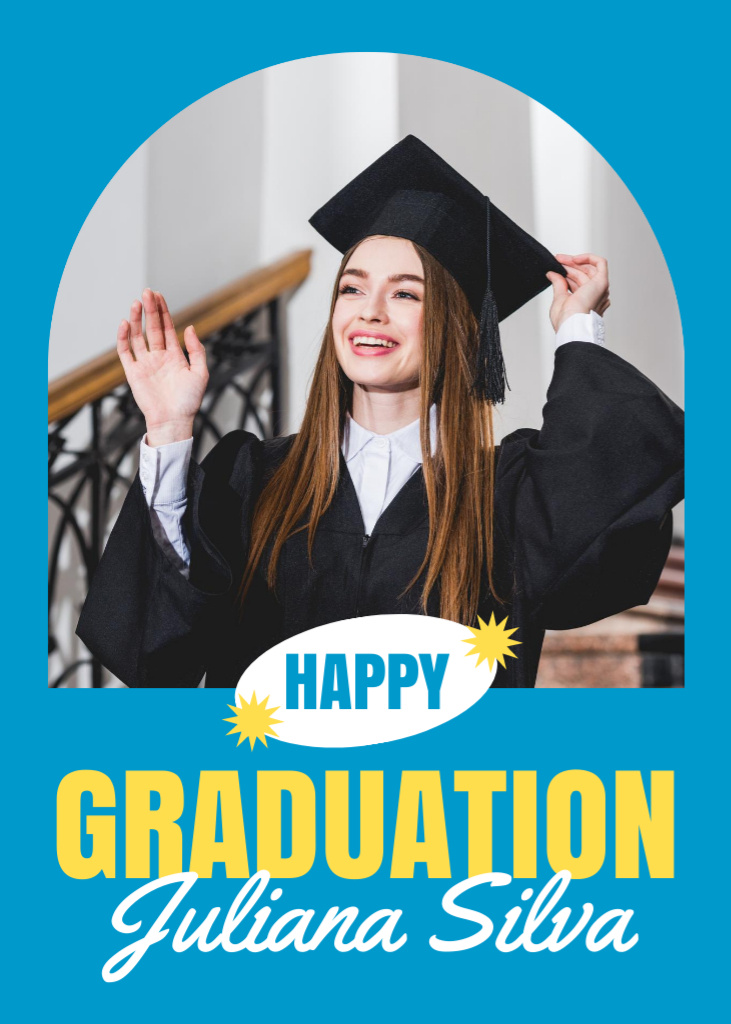 Congratulations to Young Girl on Graduation Flayer Design Template