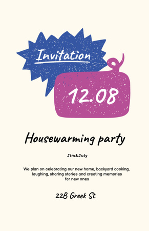 housewarming party bright ilmoitus Invitation 5.5x8.5in Design Template