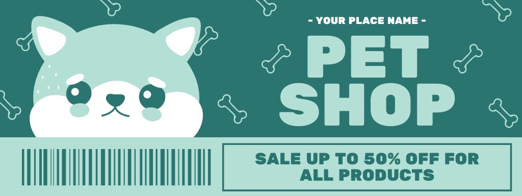 Template di design Discount on All Products in Pet Shop Coupon
