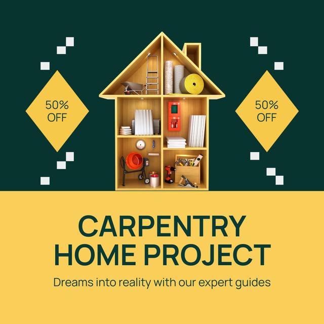 Ontwerpsjabloon van Instagram van Discount on Creating Carpentry Home Project
