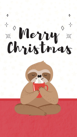 Christmas Holiday Greeting with Cute Sloth Instagram Video Story Design Template