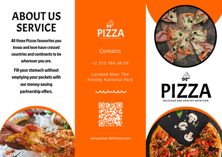 Plantilla de diseño de Oferta de pizza apetitosa en naranja Brochure 