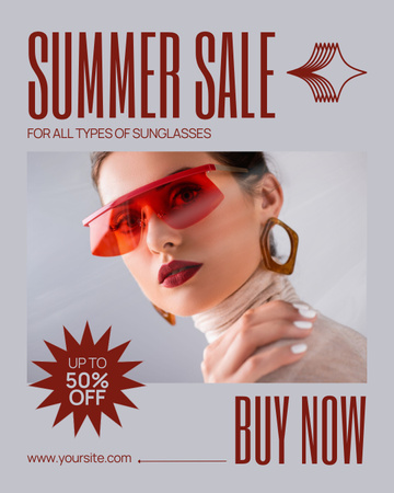 Designvorlage Sommerschlussverkauf von Sonnenbrillen für Instagram Post Vertical