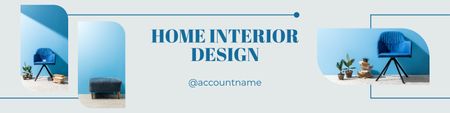 Home Interior Design Service Blue LinkedIn Cover Design Template