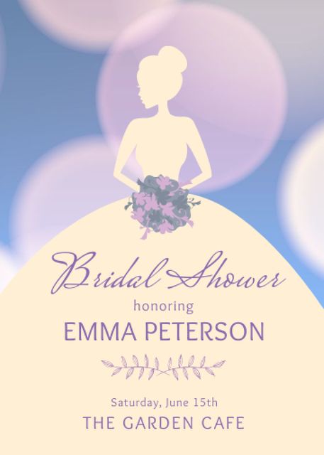 Bridal Shower Bride Silhouette in Purple Invitation Πρότυπο σχεδίασης