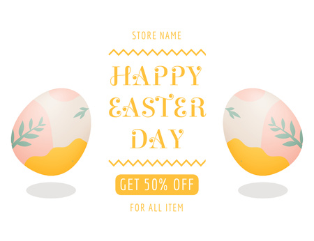 Plantilla de diseño de Ofertas del día de Pascua con huevos de Pascua pintados Thank You Card 5.5x4in Horizontal 