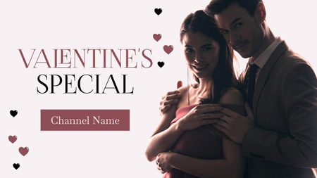 Happy Valentine's Day with Beautiful Couple in Love Youtube Thumbnail Design Template
