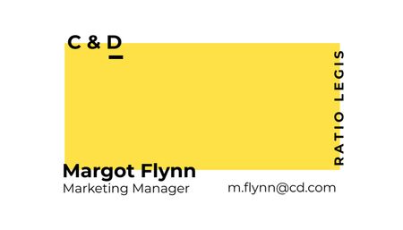 Marketing Manager Contacts on Yellow Business Card US Design Template