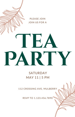 Tea Party Announcement With Twigs Invitation 4.6x7.2in tervezősablon