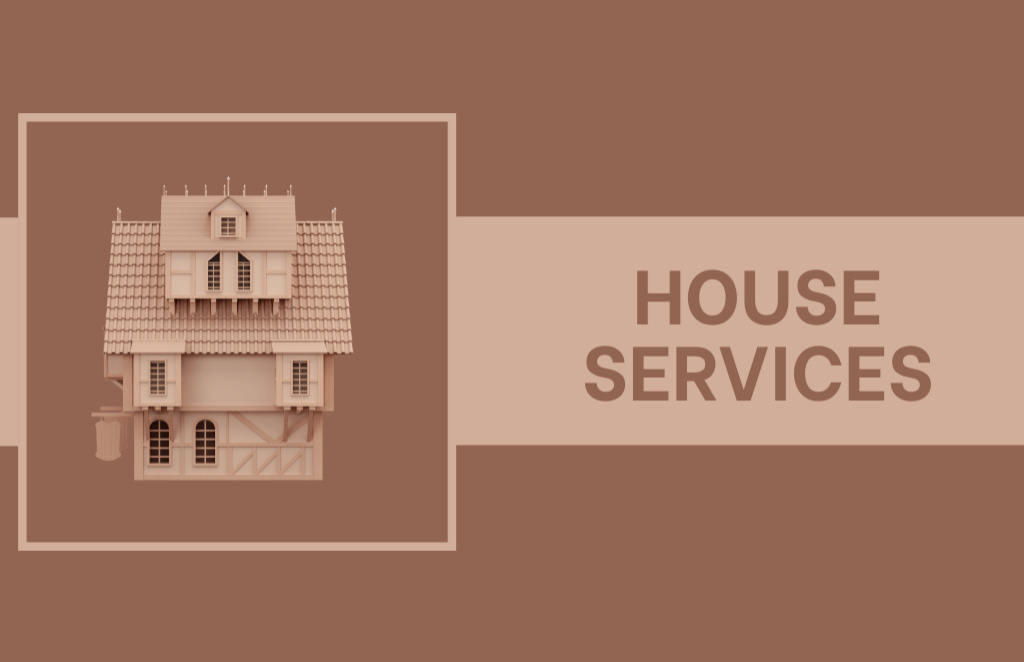 House Services Offer Illustrated with 3d Puzzle on Brown Business Card 85x55mm tervezősablon