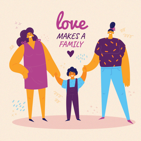 Family Day Inspiration with LGBT Parents and Child Instagram Design Template