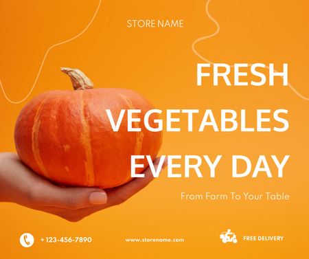 Fresh Vegetables With Pumpkins Sale Offer Facebook Design Template