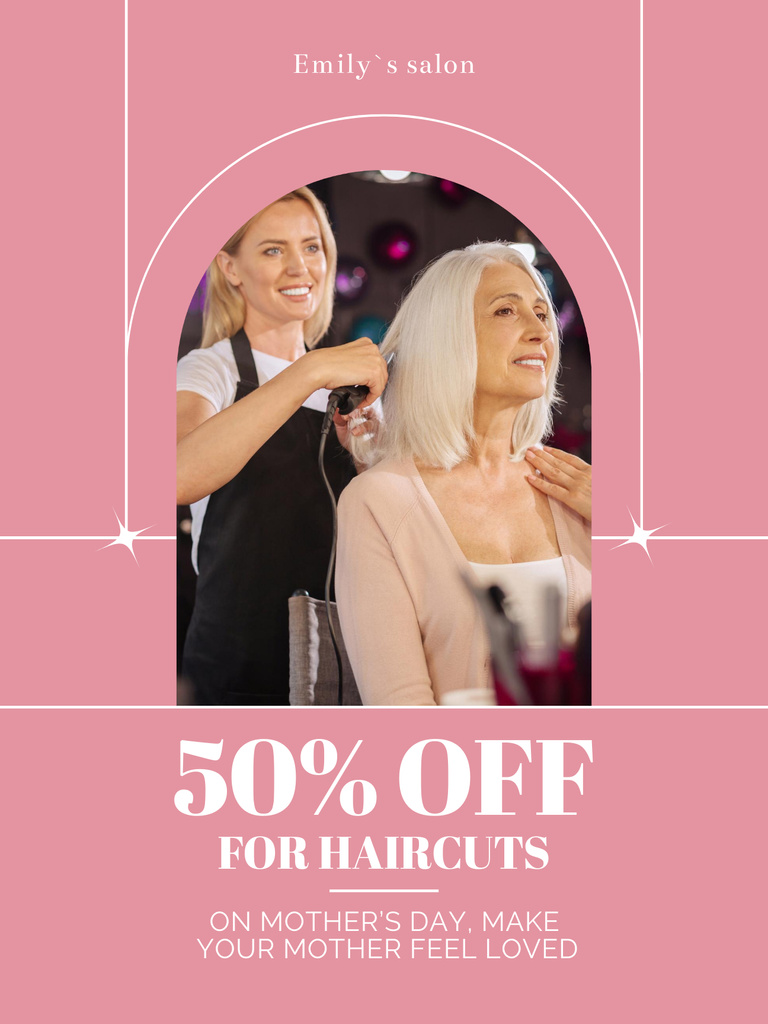 Haircuts Offer on Mother's Day Poster US Design Template