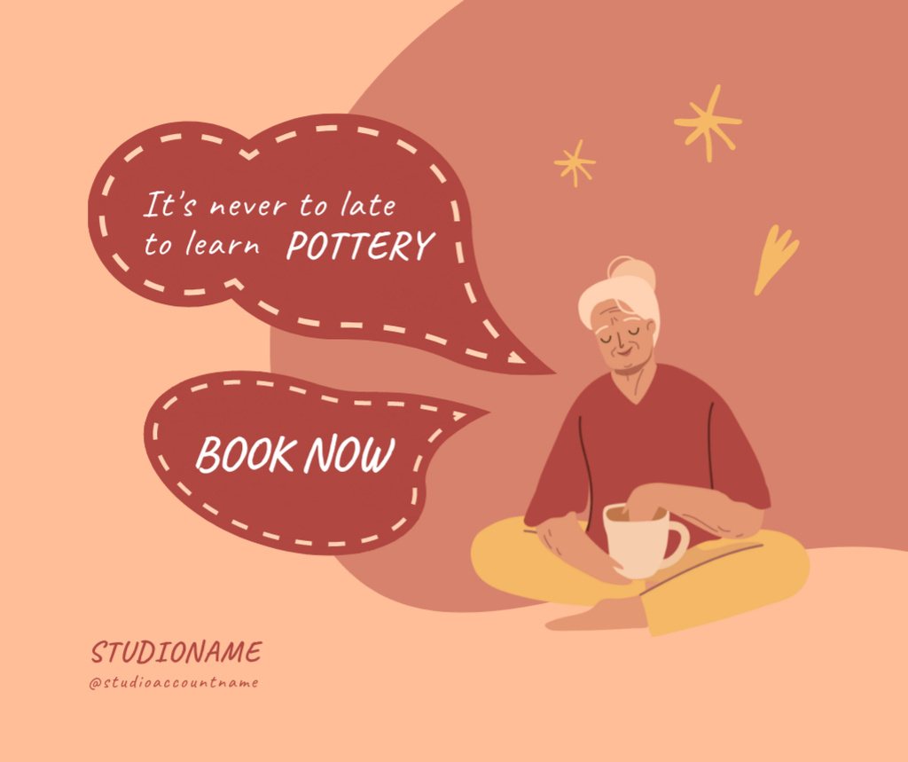 Designvorlage Age-Friendly Pottery Craft Courses für Facebook