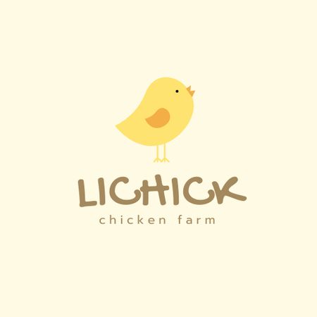 Chicken Farm Offer with Cute Little Chick Logo Tasarım Şablonu