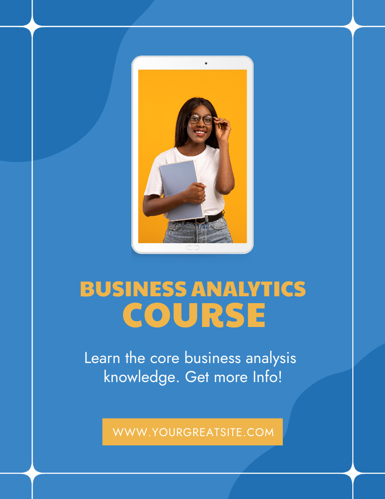 Ontwerpsjabloon van Poster 8.5x11in van Cutting-edge Business Analytics Course Promotion