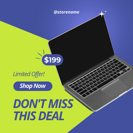 Designvorlage Angebot von Good Deal für den Kauf von Laptop für Instagram