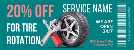 Car Services Discount with Tire and Tools Coupon Design Template