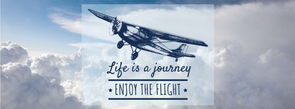 Quote About Life And Flight With Plane Flying In Blue Sky Facebook cover Šablona návrhu
