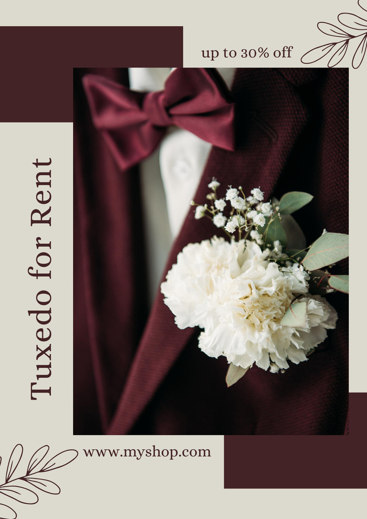 Discount on Suit and Tuxedo Rental Posterデザインテンプレート